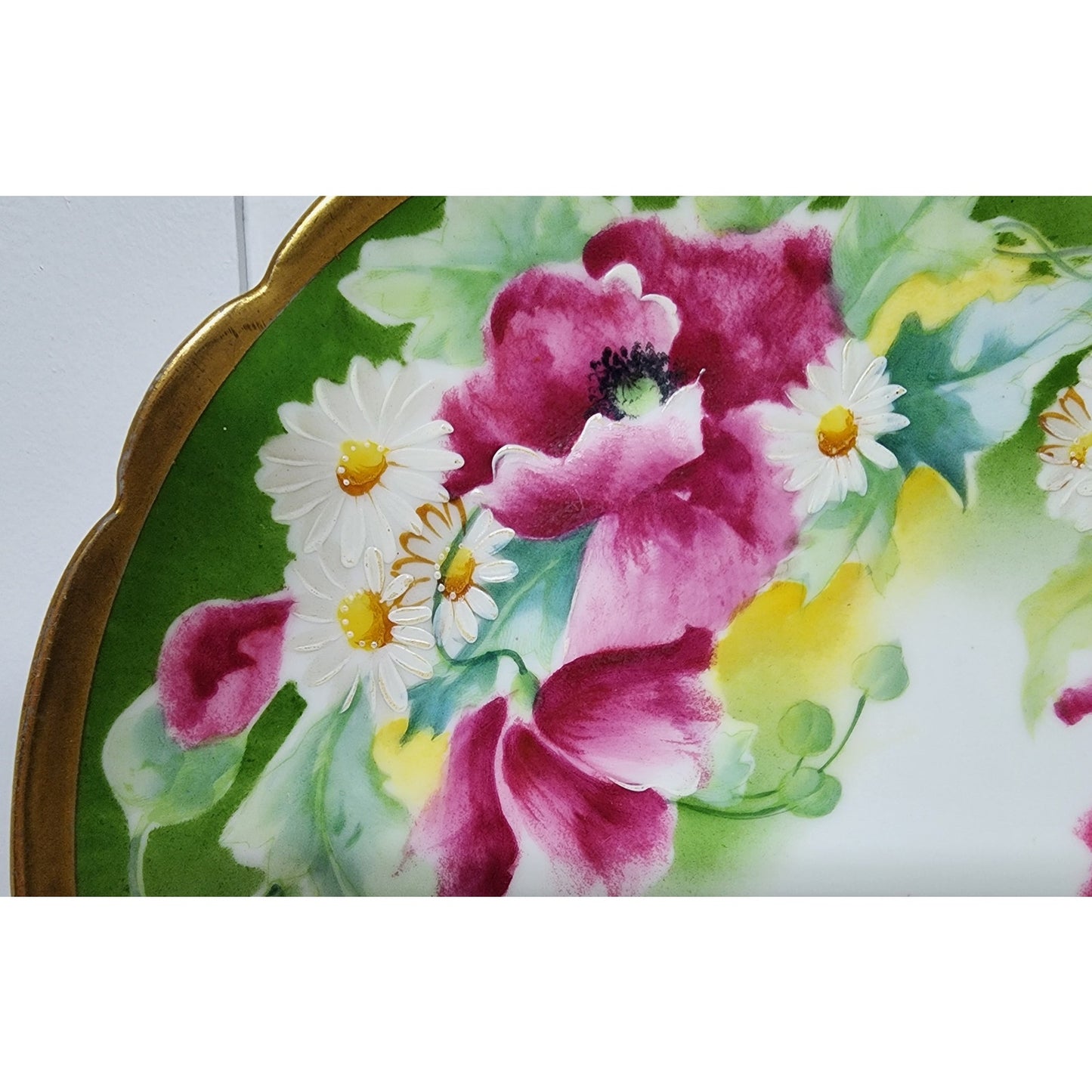 Coronet Limoges France HandPainted Porcelain Plate Roses Gold Rim Scalloped8.75"