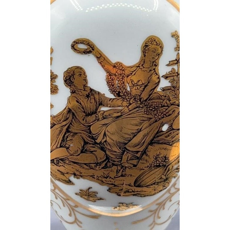 Antique Victorian Porcelain Vase Gold Gilt Lidded Ornate Handles 16" Tall