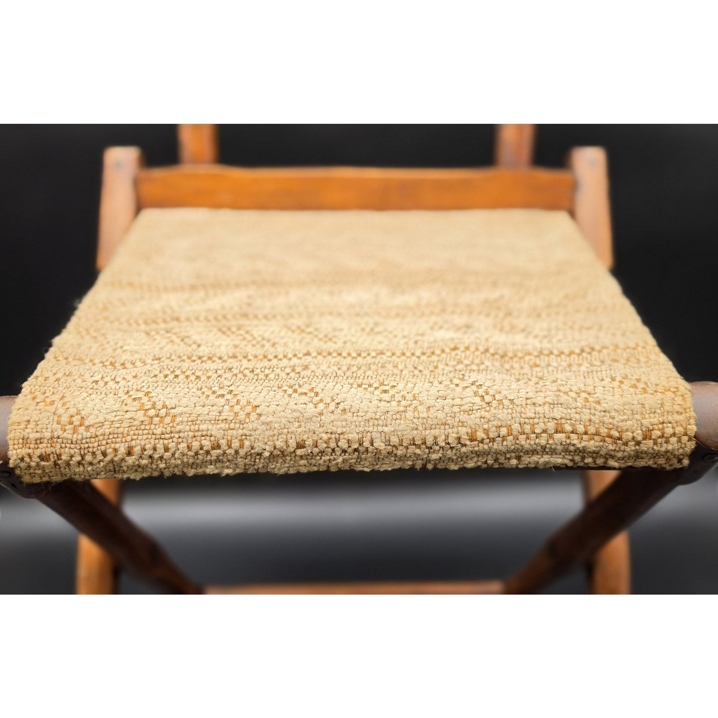 Federal Era Hardwood Folding Chair w/ Woven Seat, Unique Fold System, 1800s