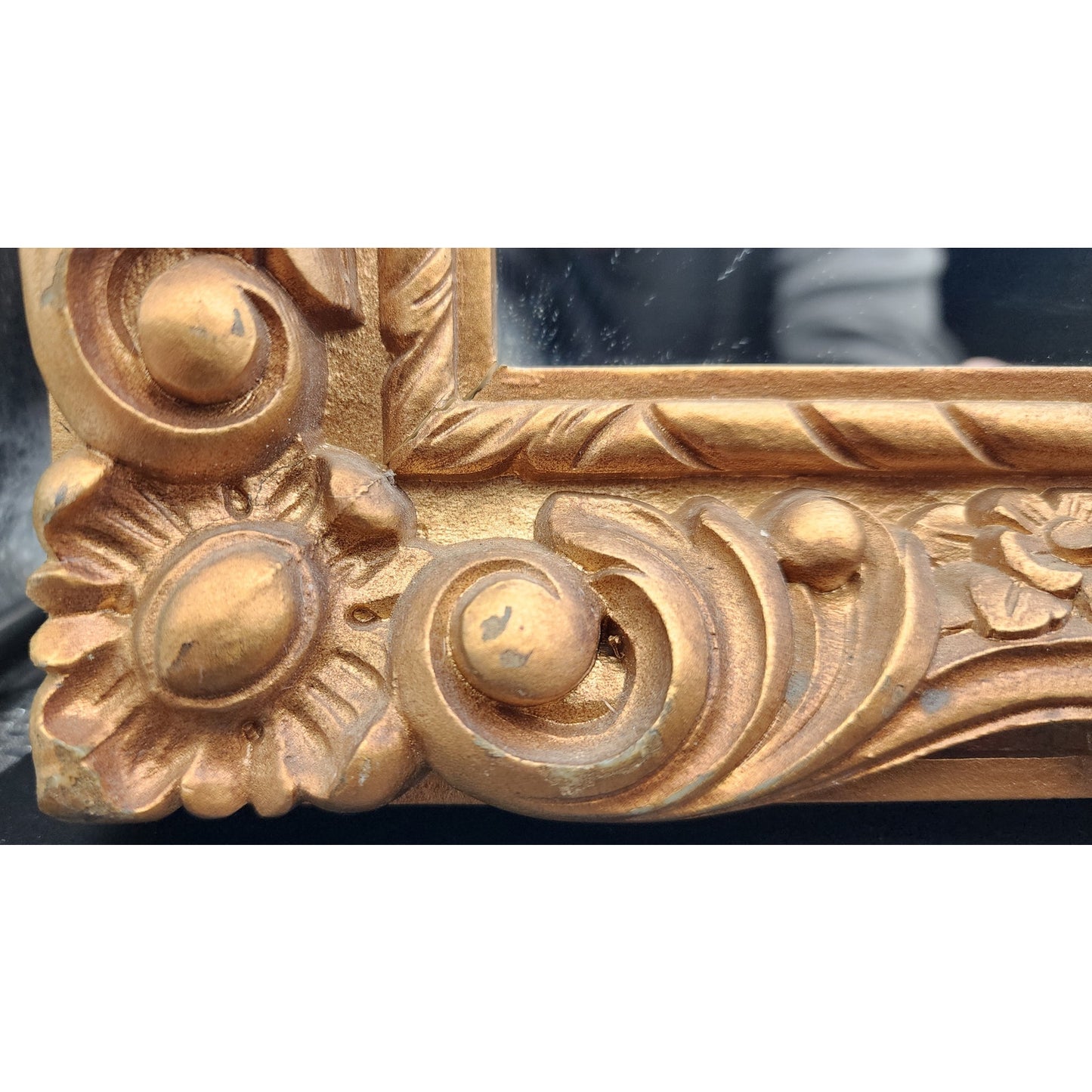 Bassett Ornate Gold Leaf Wall Mirror 35.75x23.75 Vintage Style Frame
