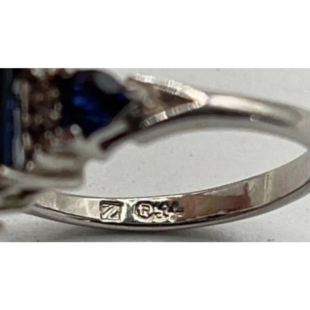 2 Vintage Sterling Silver Rings Size 7 w/ Diamonds & Gemstones + Gift Box