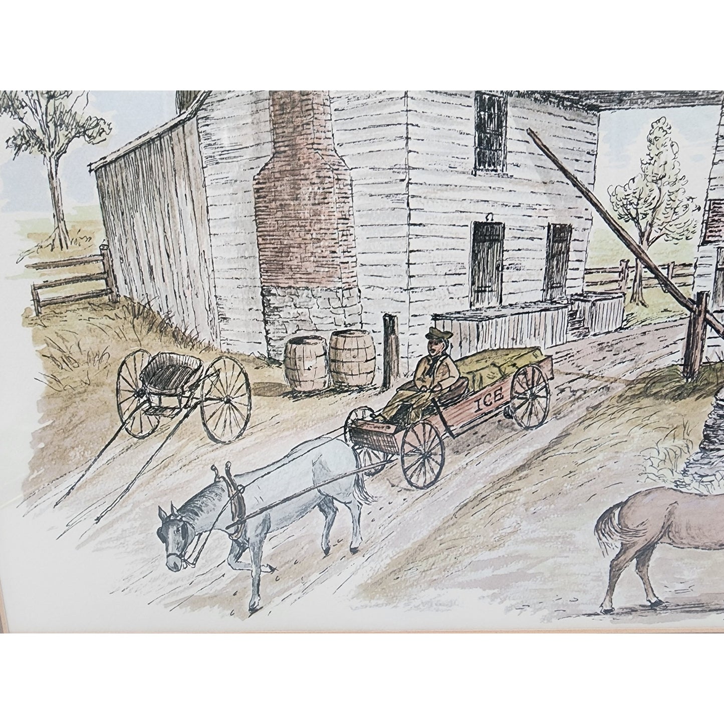 1972 Howard Fain Lithograph "The Tollgate House" Signed Framed Gold Ornate