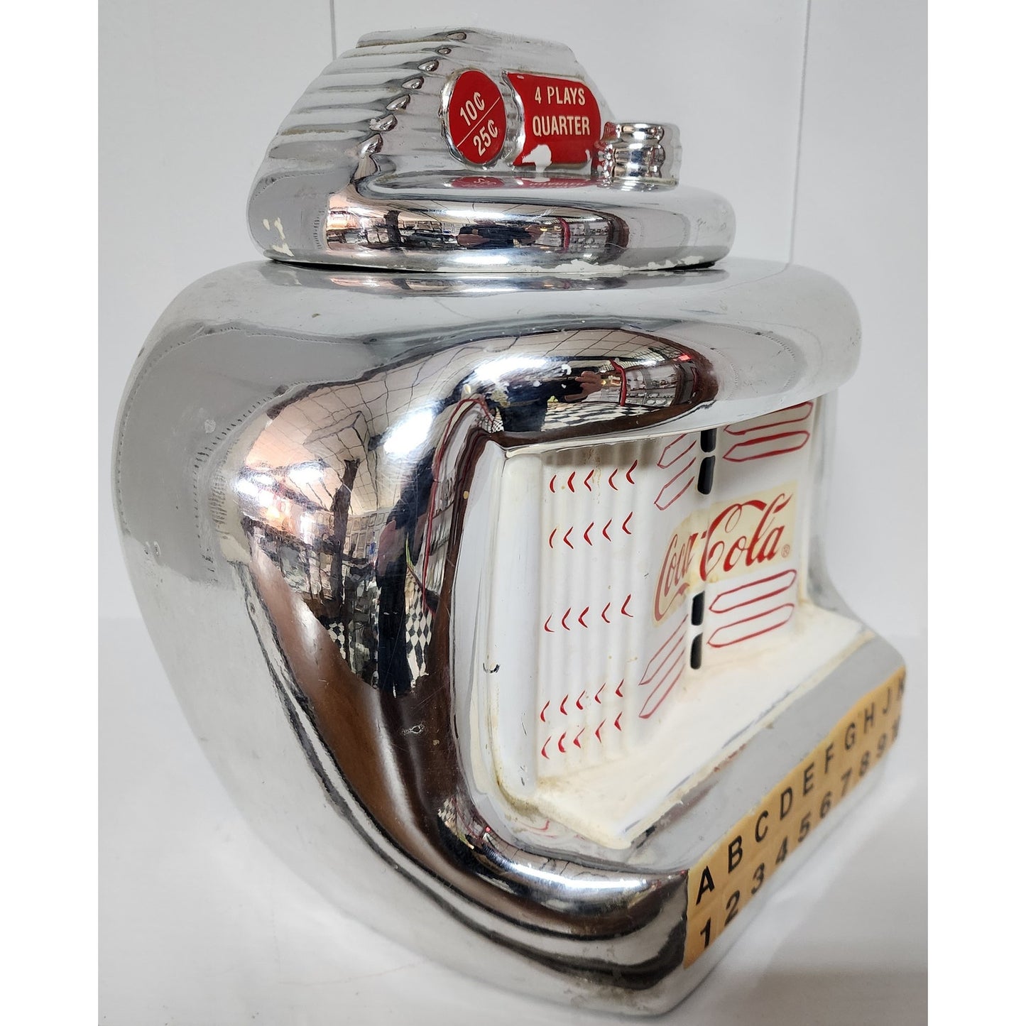 Vintage Coca-Cola Jukebox Cookie Jar 2000 Gibson Ceramic Retro Chrome Look