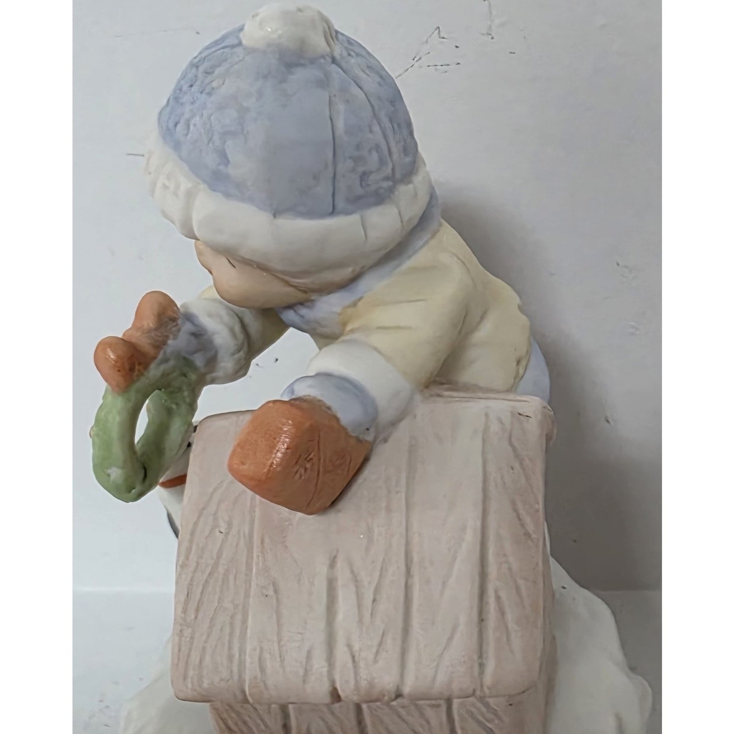 Vintage Boy & Dog Christmas Music Box Rotating Porcelain Figurine