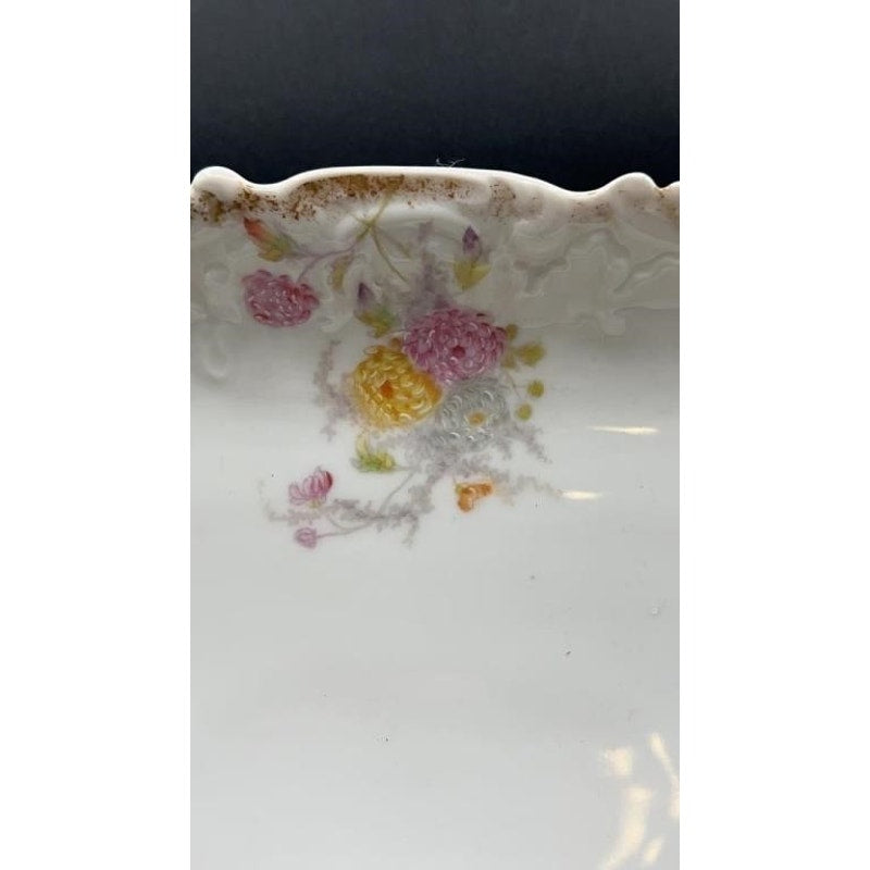 Antique Higgins & Seiter Elite France Porcelain Platter 16" Floral Gold Trim