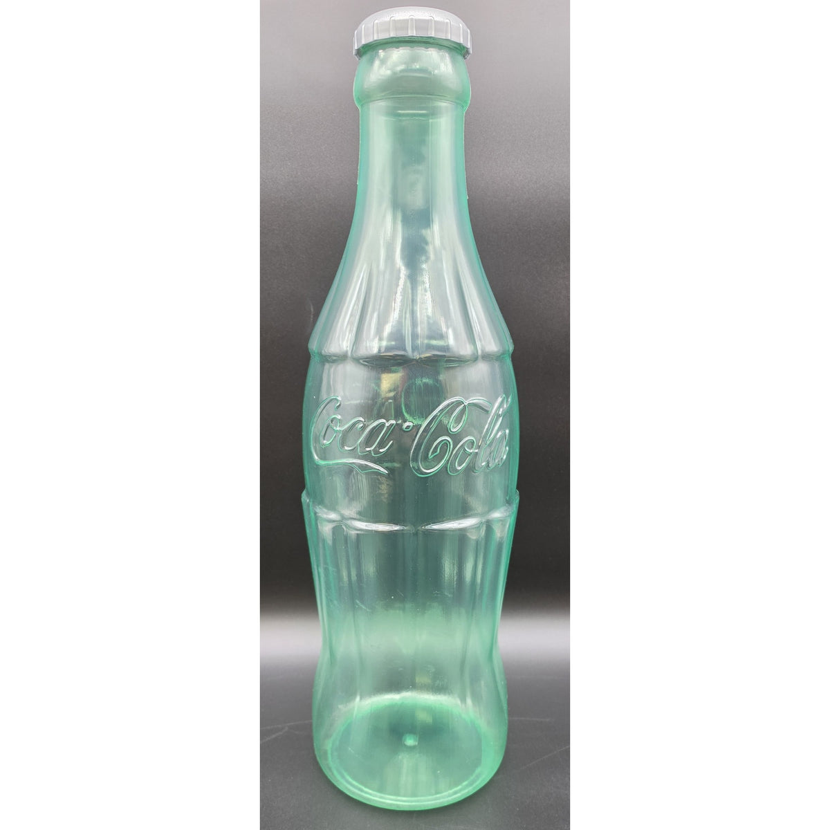 Vintage 1989 Coca Cola Huge 23.5 Plastic Bottle Bank Green Tinted Glass Look Box