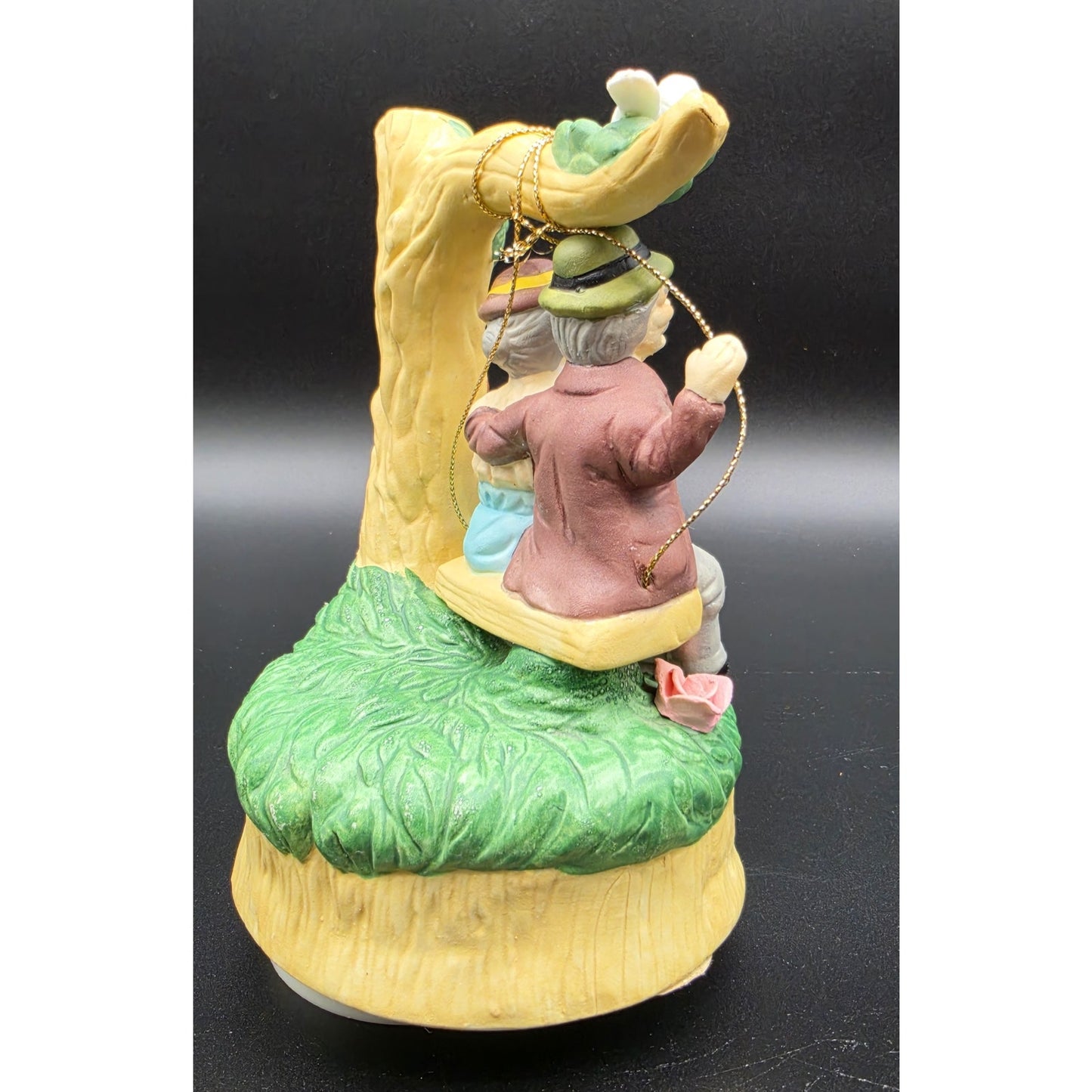 1994 Porcelain Music Box Elderly Couple Swing Rotates 360° Through The Years