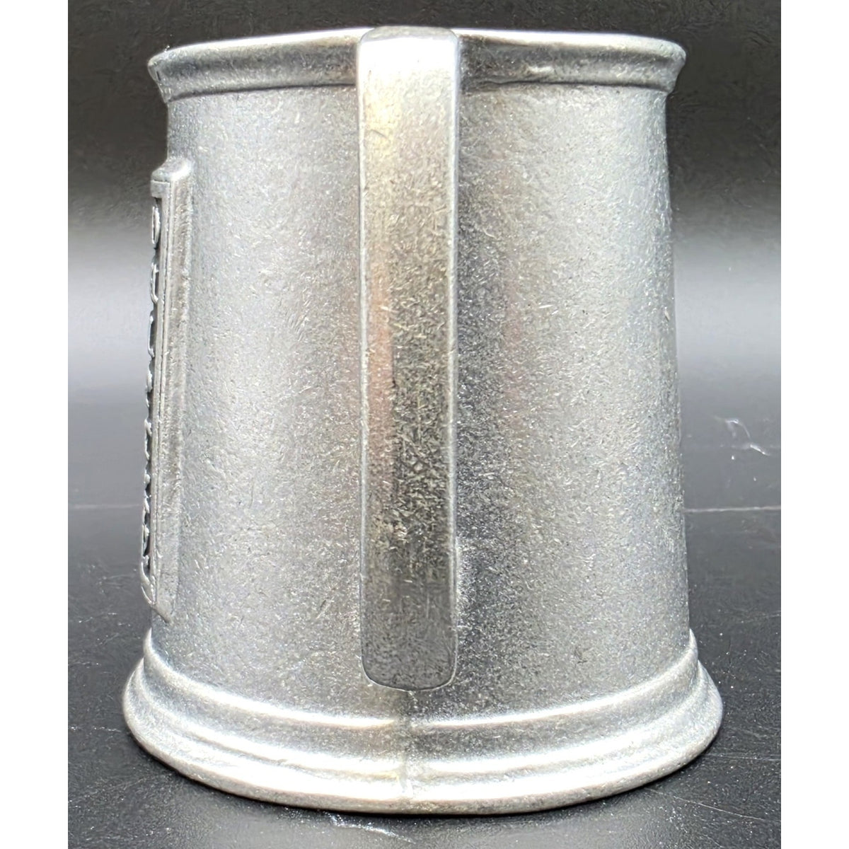 Vintage Solid Pewter Alphabet Cup Mug Heavy Metal ABC Hornbook Sampler Style