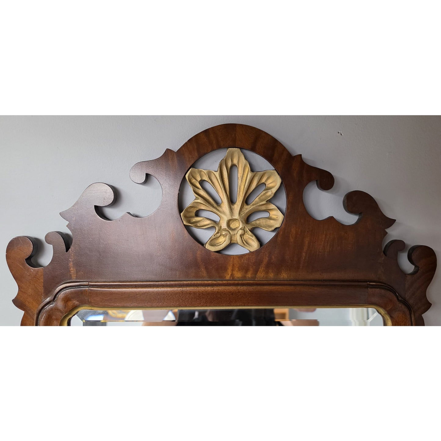 Vintage Councill Craftsmen Ornate Beveled Mirror 42x21 Mahogany Beauty