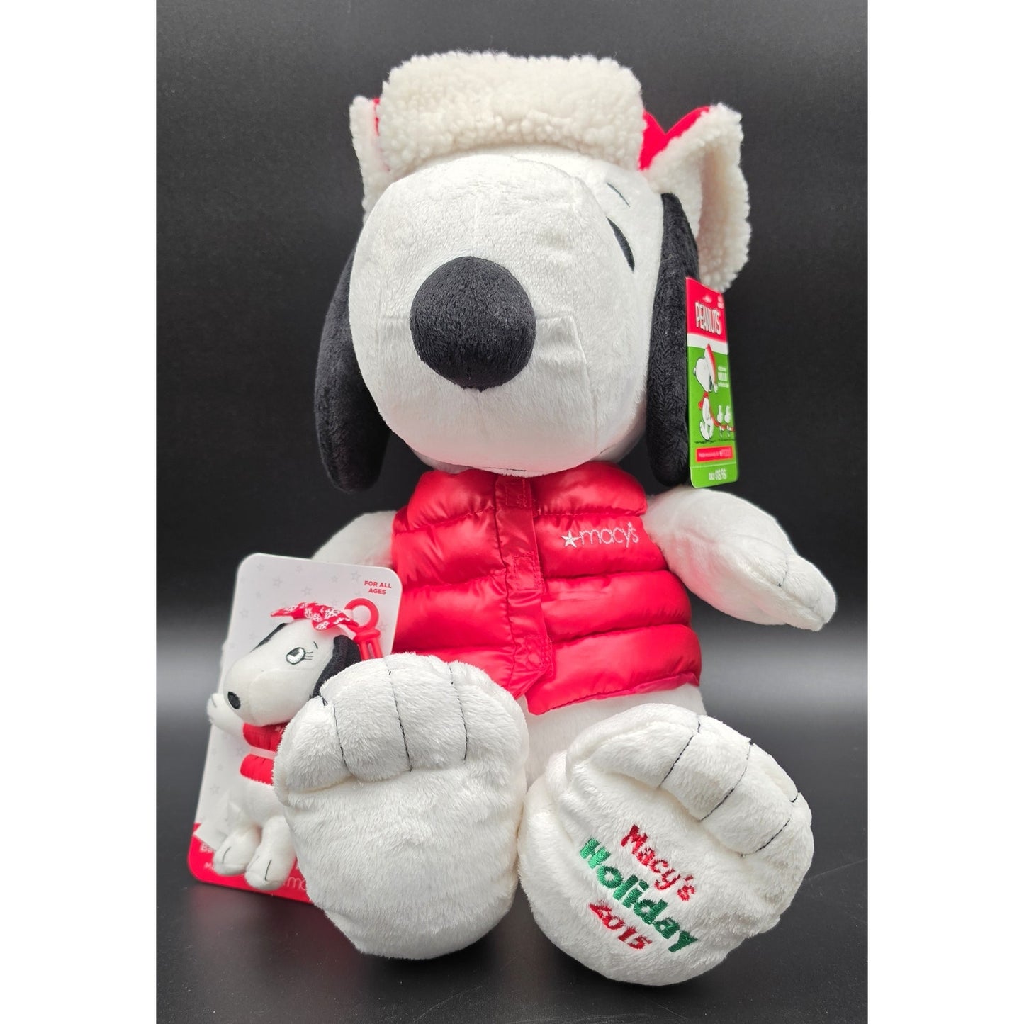 2015 Macy’s Holiday Snoopy Plush + Belle Clip • Peanuts Collectible Set