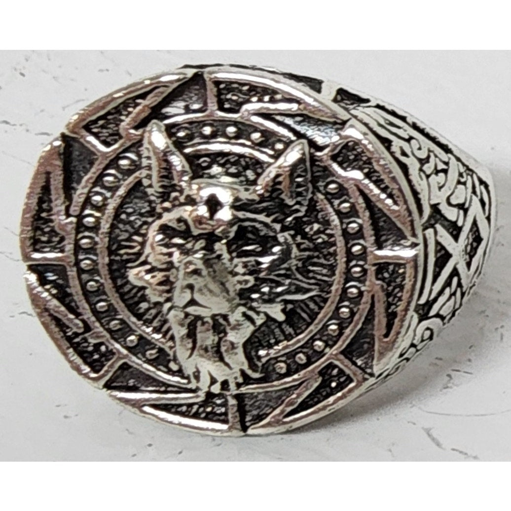 Tribal Engraved Design Bold Statement Band Stainless Steel Ring Size 7.5