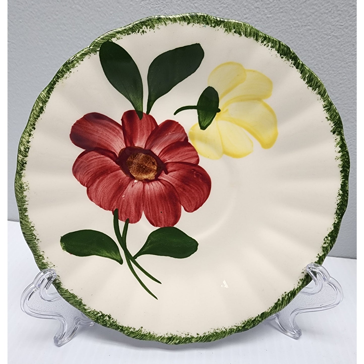 Blue Ridge Southern Potteries Hand Painted Floral Plates Set of 8 Vintage