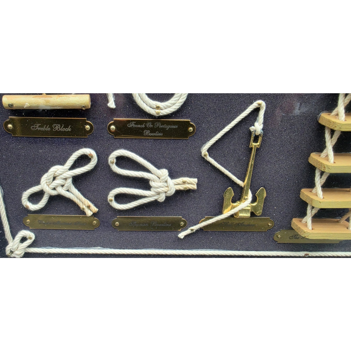 Vintage Nautical Rope Knot Shadow Box Wooden Display Brass Frame Wall Art 20.5"