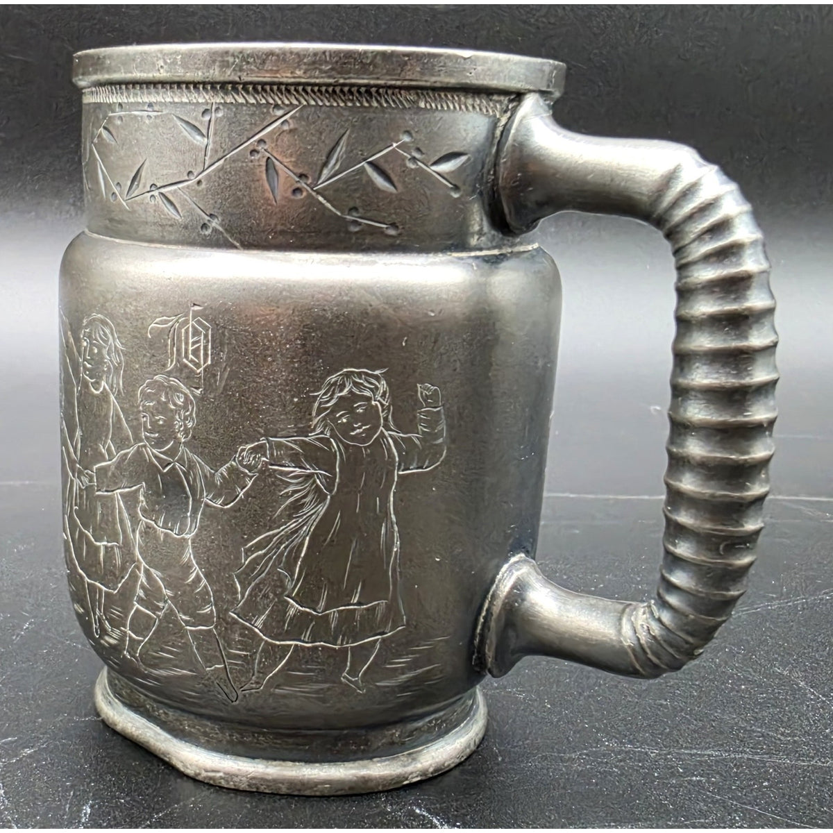 Antique Derby Silver Co Quadruple Plate Engraved Children Ring Dance Mug Cup 67