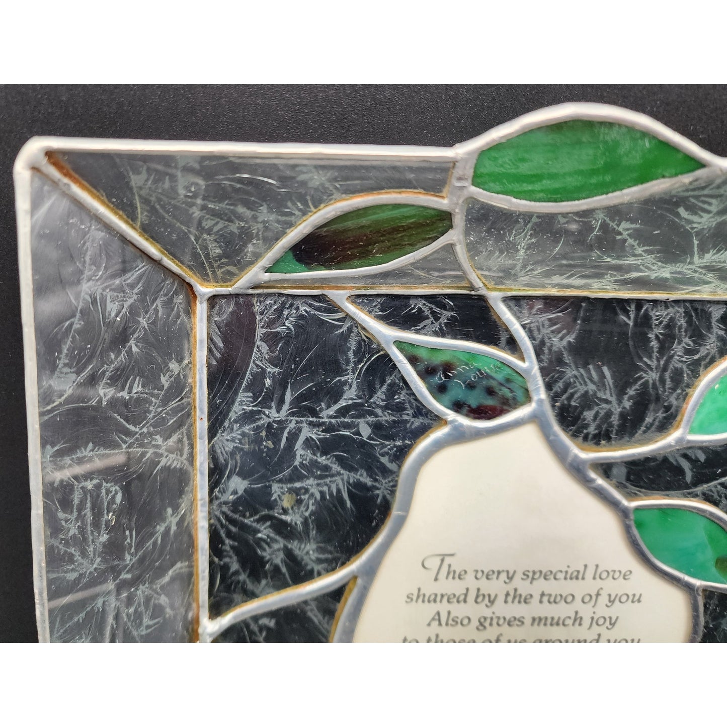 Stained Glass 25th Anniversary Keepsake Box Green Leaves Butterfly 10.75" Heavy