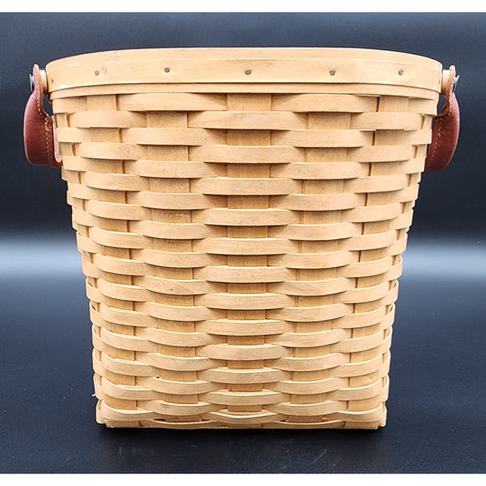2005 Longaberger Leather Handles Basket Signed TET w/ Liner 11.5" x 9.25"