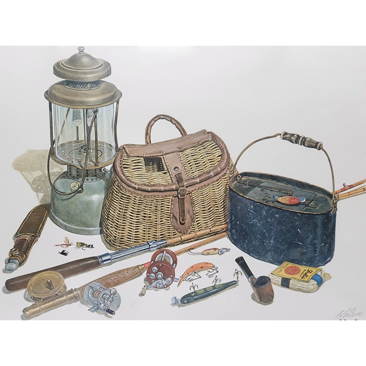 Cabin Fever C. Don Ensor 1980 Signed Litho Framed Cork Matte Fishing Print