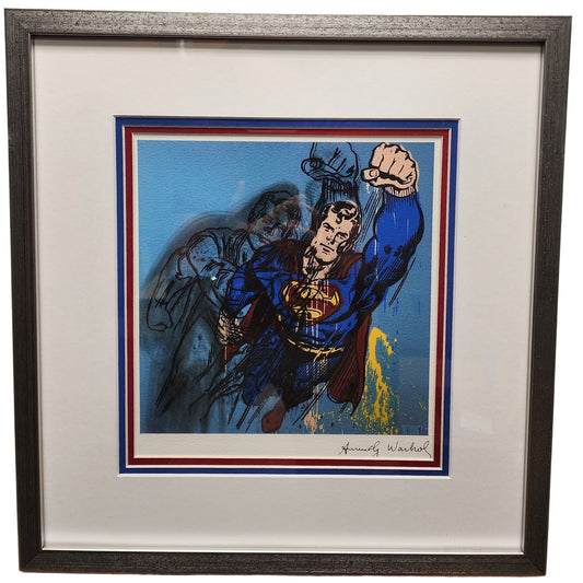 Andy Warhol Superman Giclée Signed Print Framed Pop Art 17x19