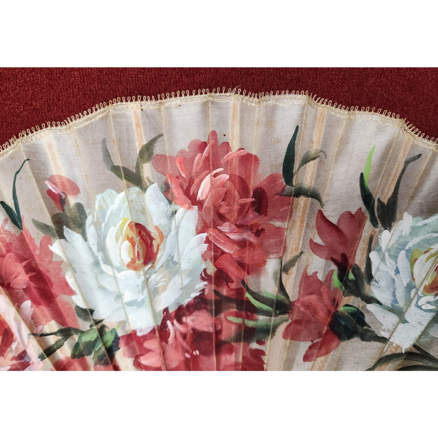 Vintage Japanese Hand Fan Framed 14.25 x 8, Bone Blades Shadowbox - Rare