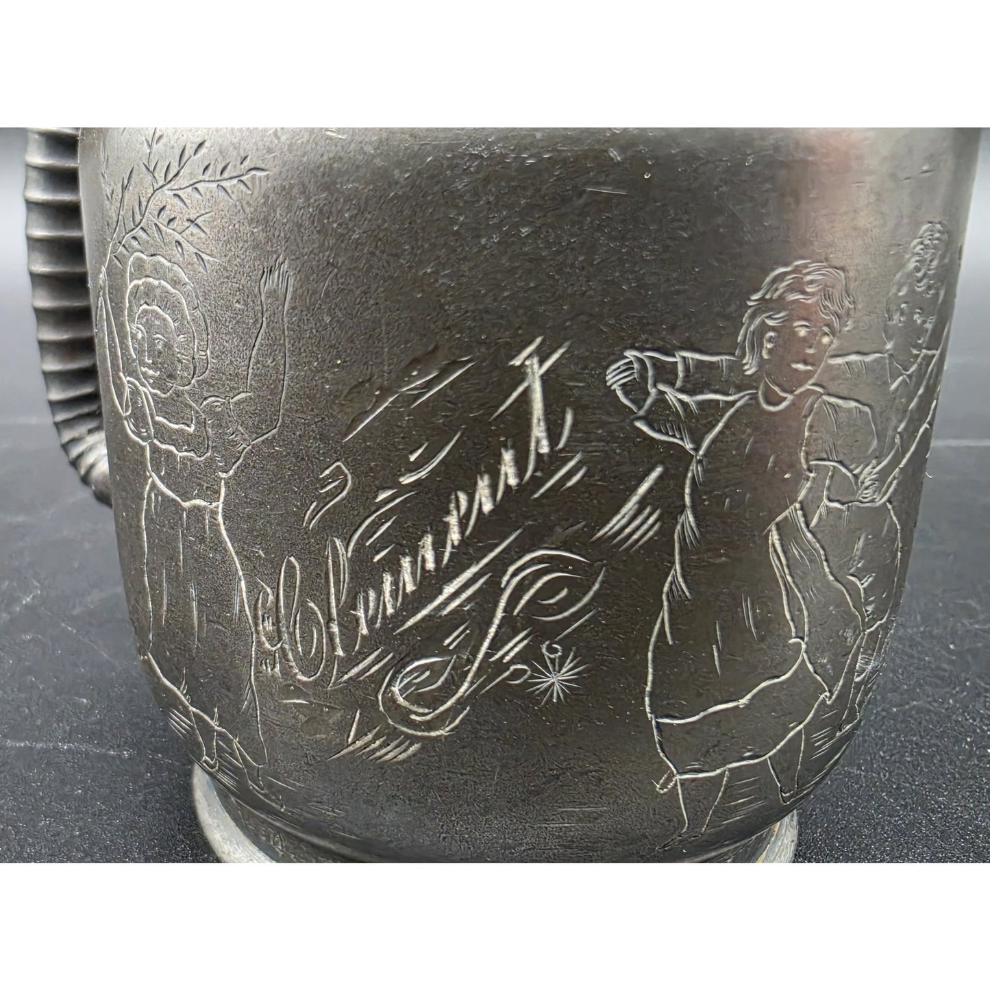 Antique Derby Silver Co Quadruple Plate Engraved Children Ring Dance Mug Cup 67