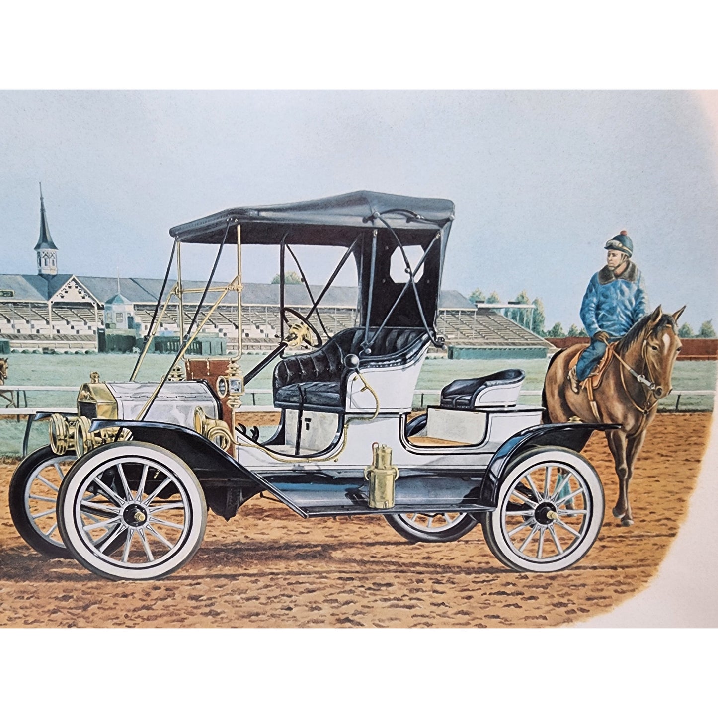 Riding in Style Lithograph by C. Don Ensor  Framed w Matting & Glass  30.5x24.75