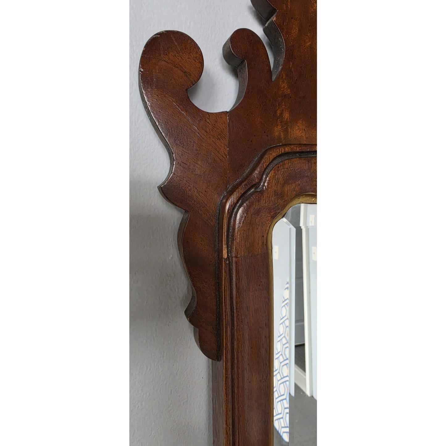 Vintage Councill Craftsmen Ornate Beveled Mirror 42x21 Mahogany Beauty