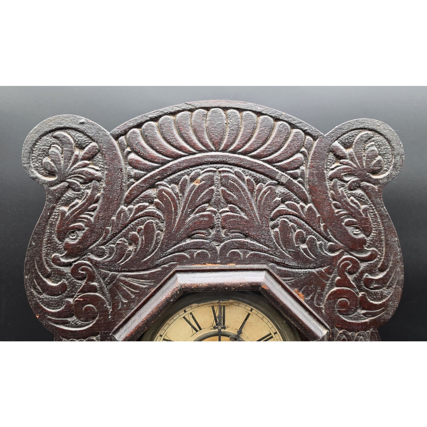 Vintage Sessions Regulator Clock Dual Wind Wood Case Ornate Carved w/ Key