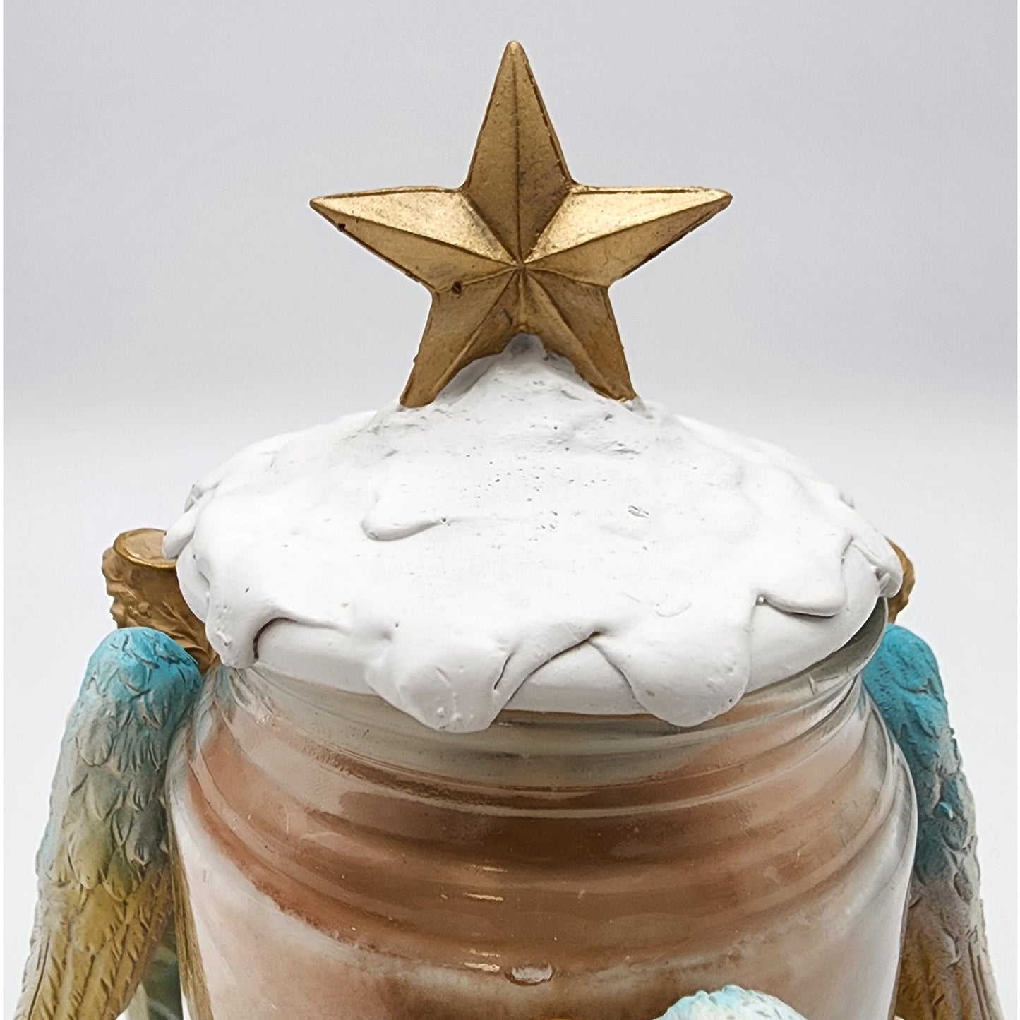 3 Angel Candle Holder w/ Lid – Ceramic Holiday Decor Butterscotch Scent Unused