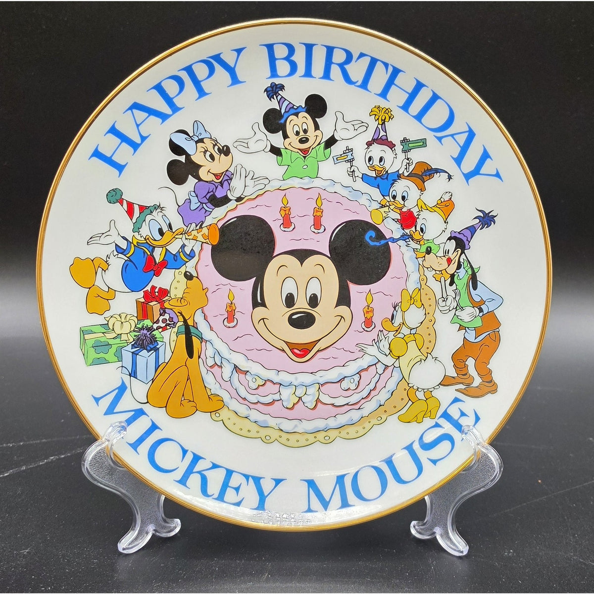 Vintage Mickey Mouse 50th Birthday Commemorative Plate 1978 Gold Rim Disney 9.25"