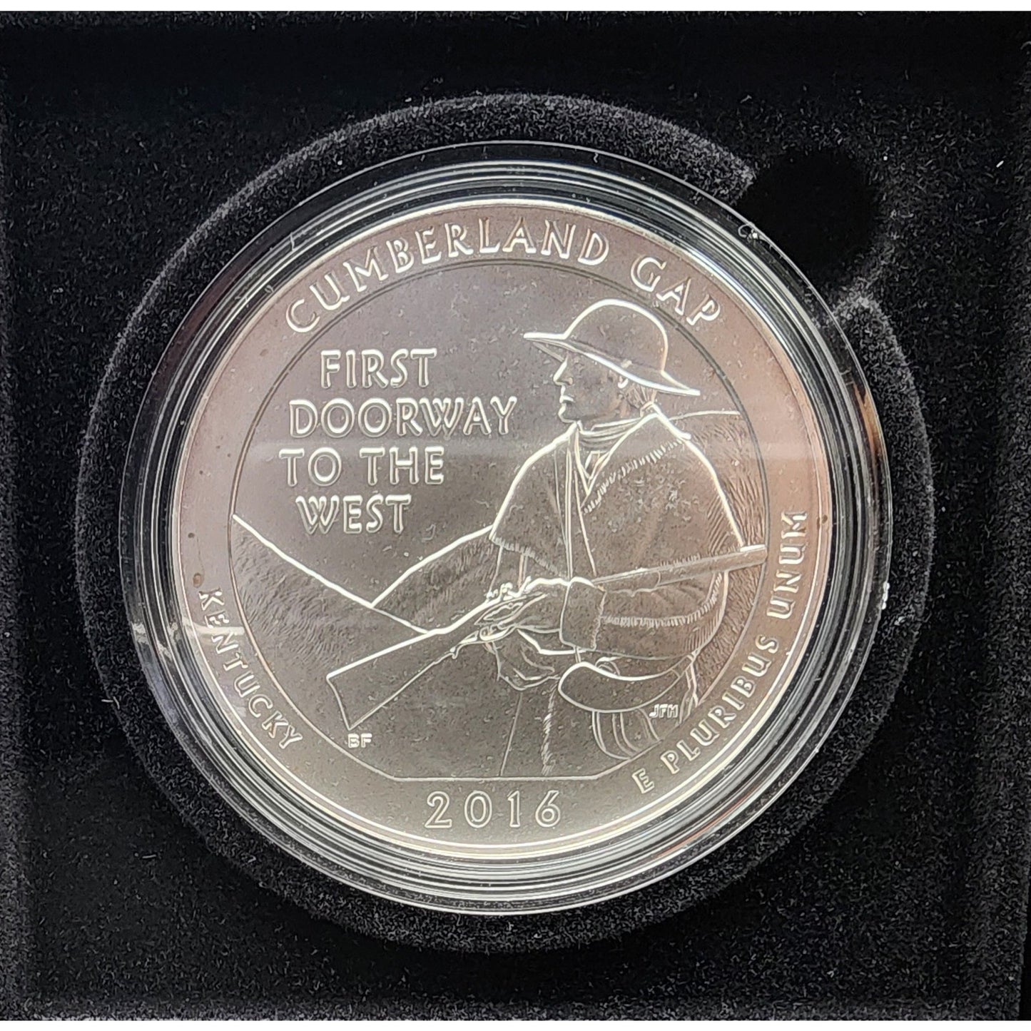 Kentucky Heritage Silver Set: 5oz Cumberland Gap, 1oz Flag Bar, Silver Quarter, $1 Bluegrass Coin