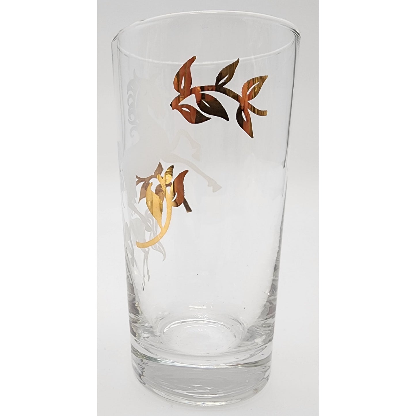 Libbey Prancing Colts Tumblers Set of 4 22K Gold Frosted Horses 1960s Vintage