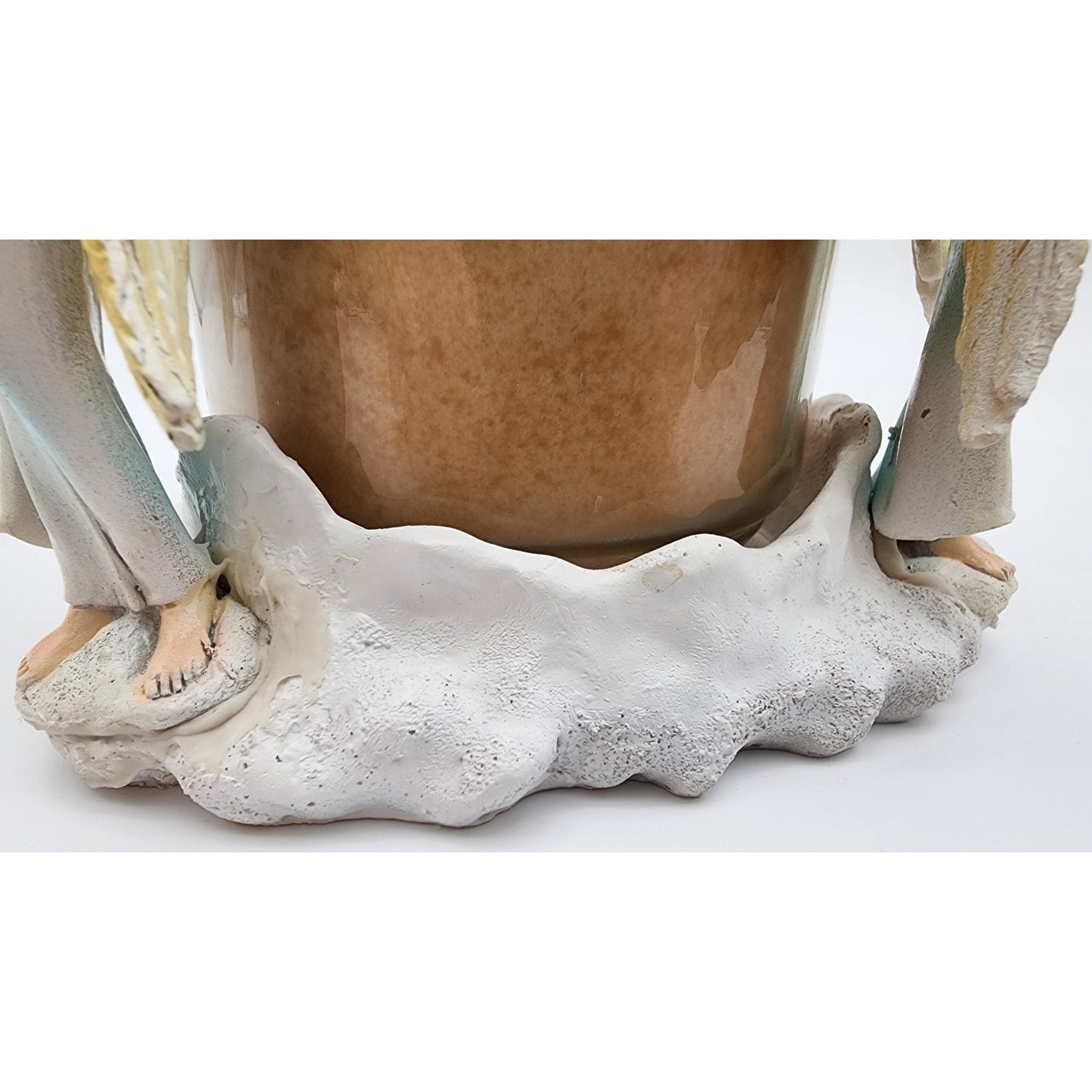 3 Angel Candle Holder w/ Lid – Ceramic Holiday Decor Butterscotch Scent Unused