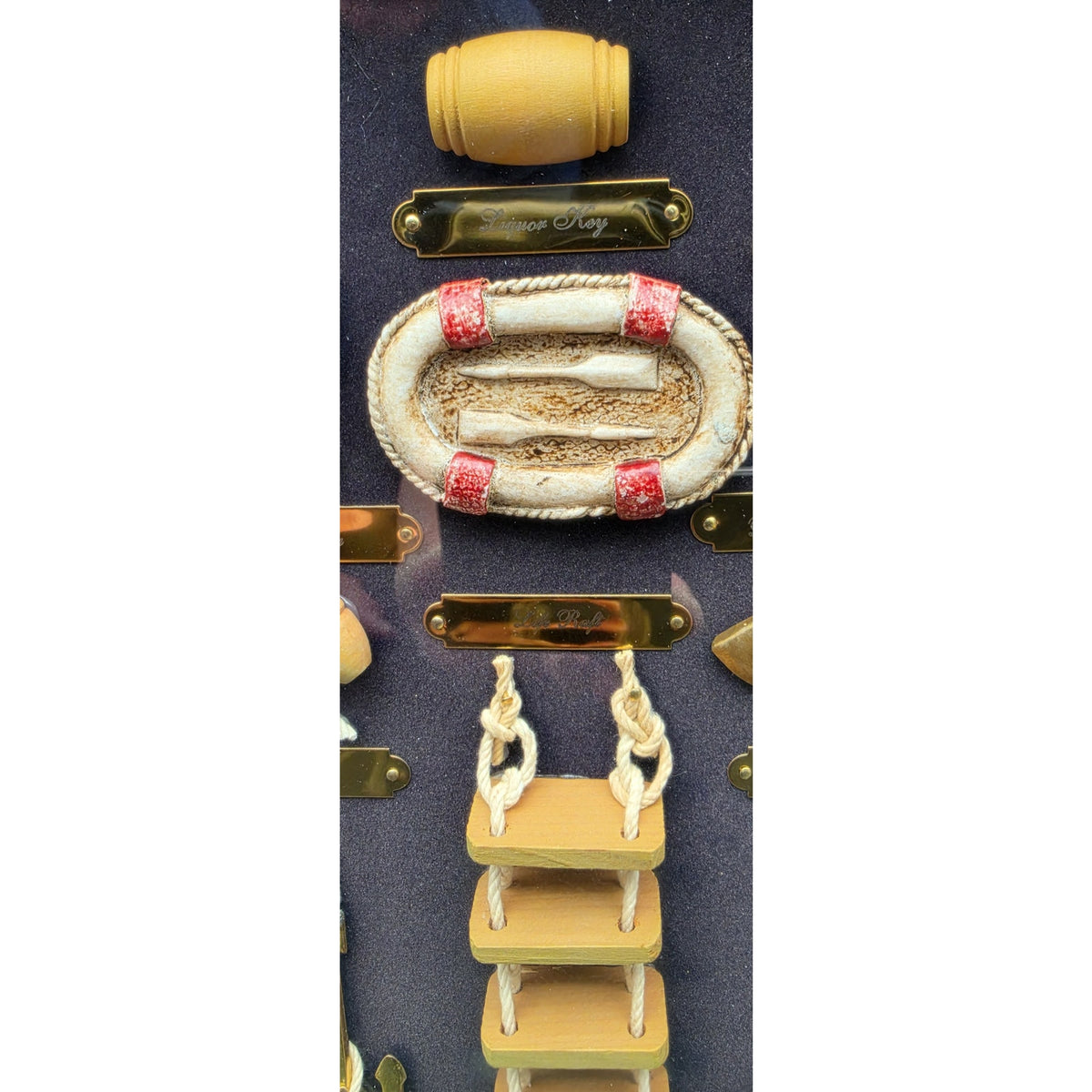 Vintage Nautical Rope Knot Shadow Box Wooden Display Brass Frame Wall Art 20.5"
