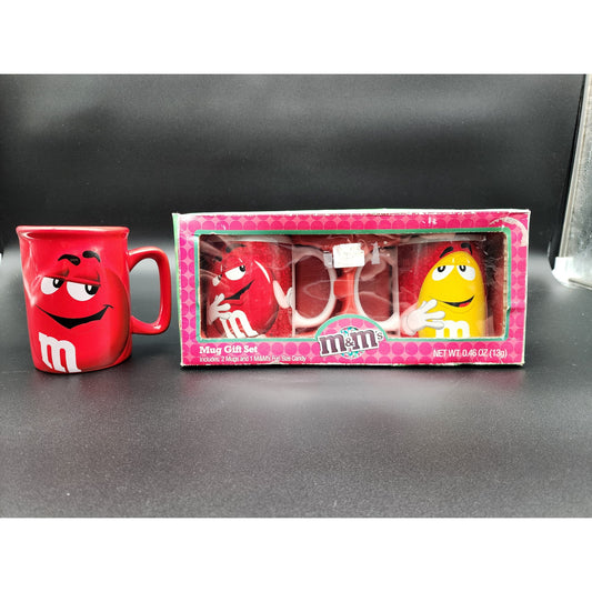 Vintage M&M’s Mugs, 3pcs – 2pc Gift Set + 2013 Raised Logo Mug, Near Mint