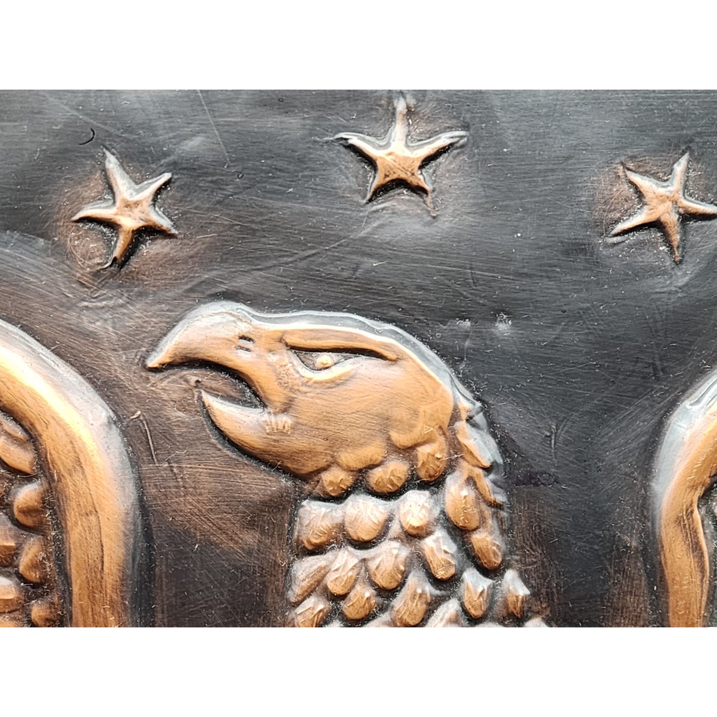 Vintage Embossed Copper Eagle Art 19x11 Patriotic Handmade Metal Wall Panel