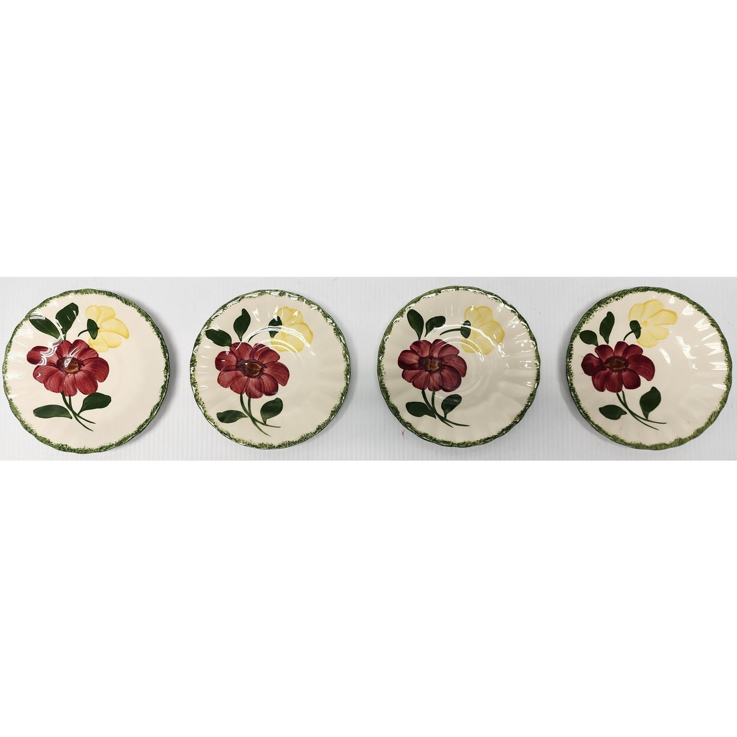 Blue Ridge Southern Potteries Hand Painted Floral Plates Set of 8 Vintage