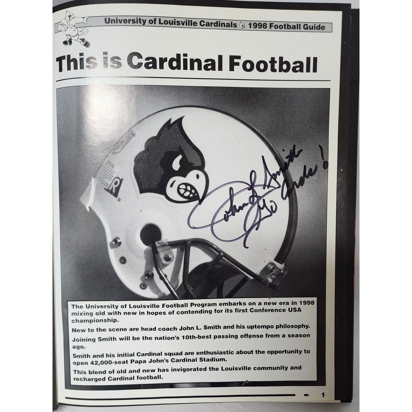 Louisville 1998 Cardinal Football Book Signed John L Smith 200pgs Stats Photos