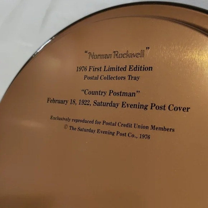 Vintage Norman Rockwell 1976 First Limited Edition Postal Collectors Tray - Pristine