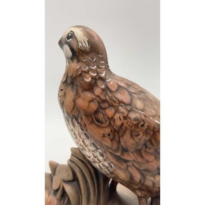 VTG Quail Bird Figurine 7.25" Hand-Painted Ceramic Wildlife Decor Nature Scene
