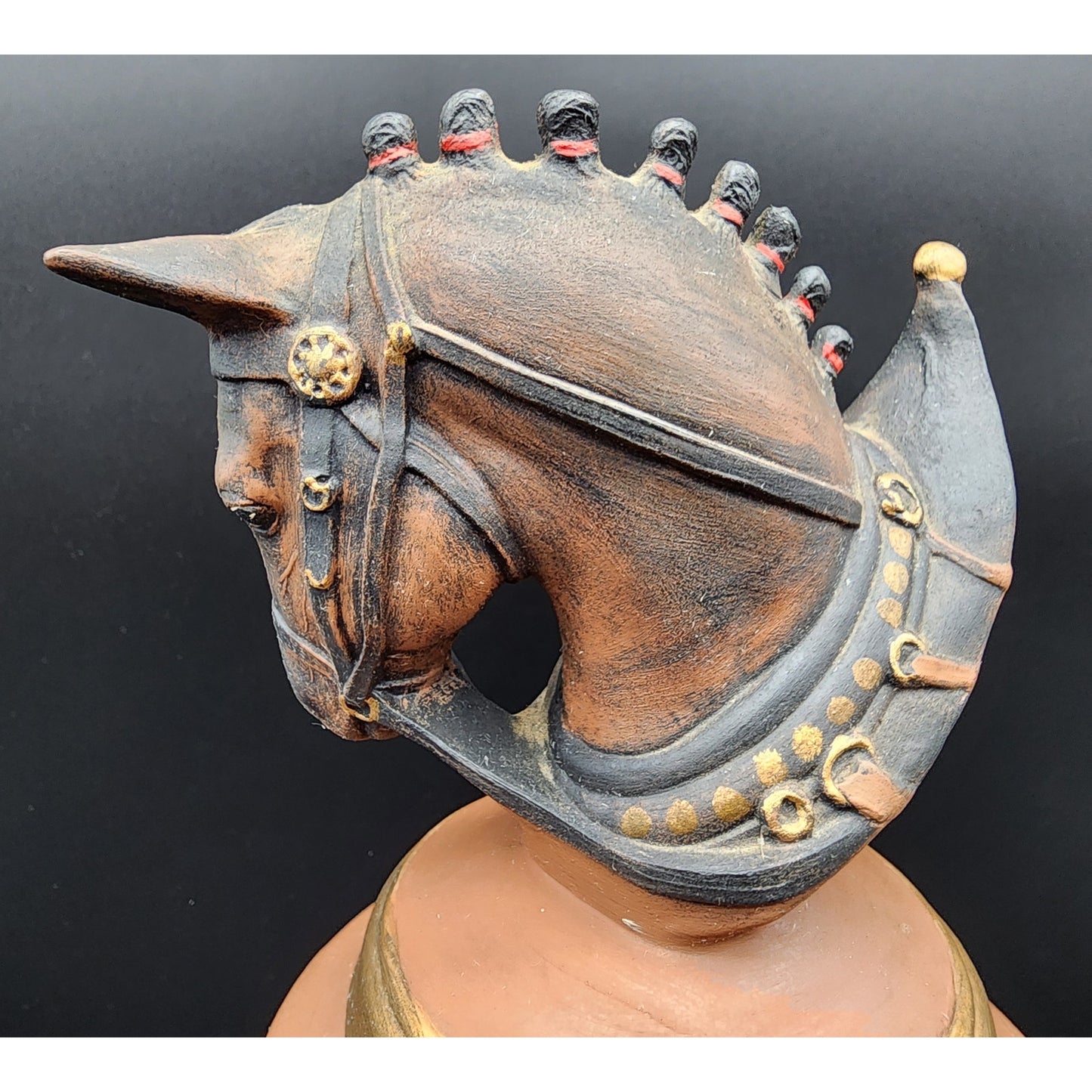 Vintage 18.5" German Horse Head Lidded Beer Stein Raised Relief Hand Painted