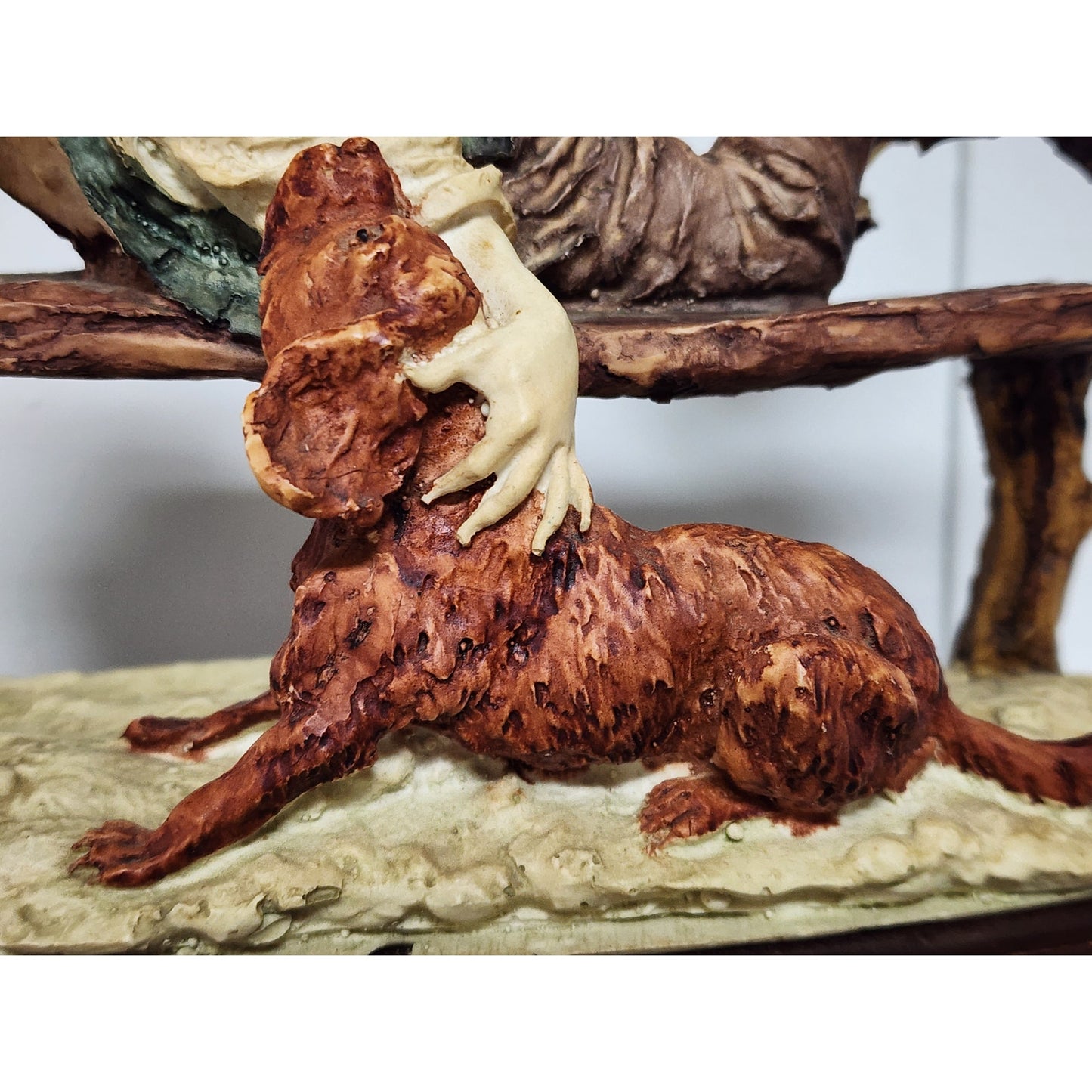Giuseppe Armani Boy & Dog Figurine on Wood Base 9.5" Vintage Italy