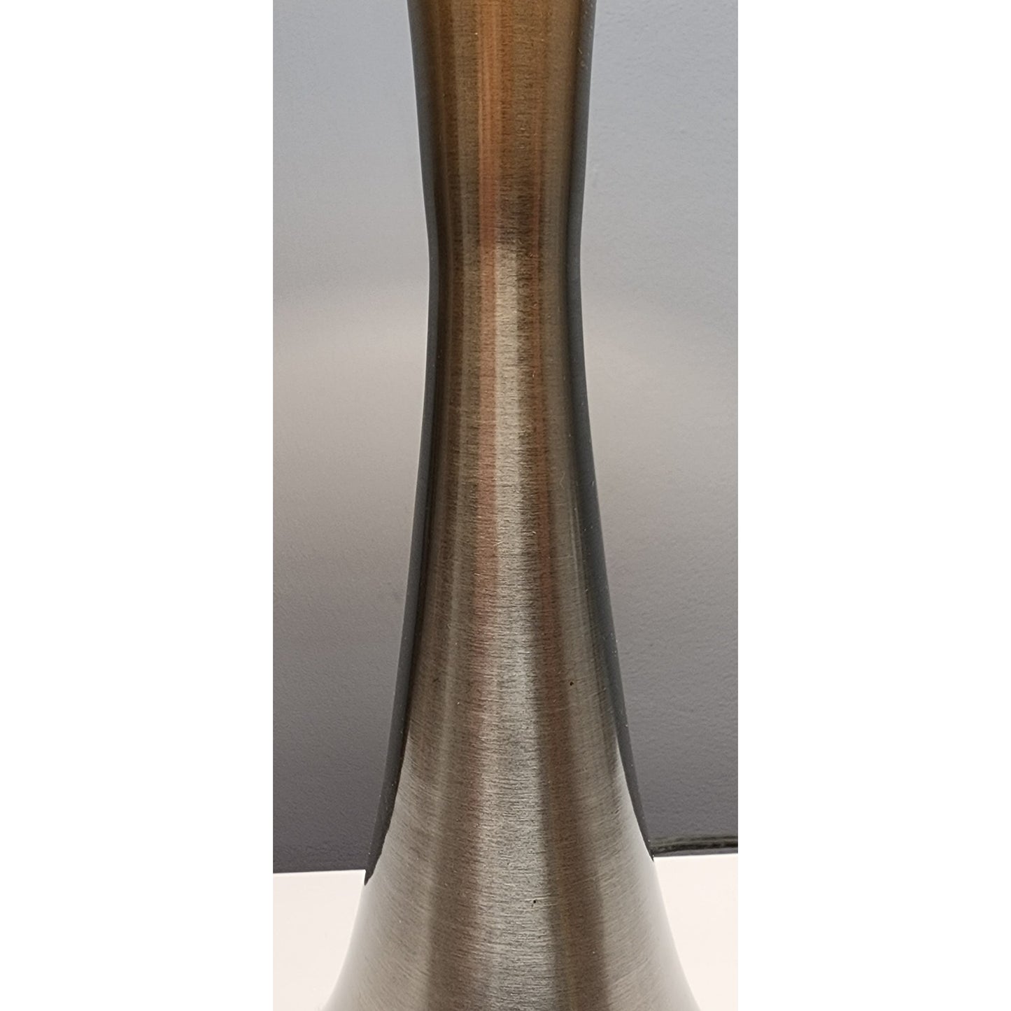 Retro Brushed Stainless Steel Table Lamp w/ Off-White Shade – 24" Tall