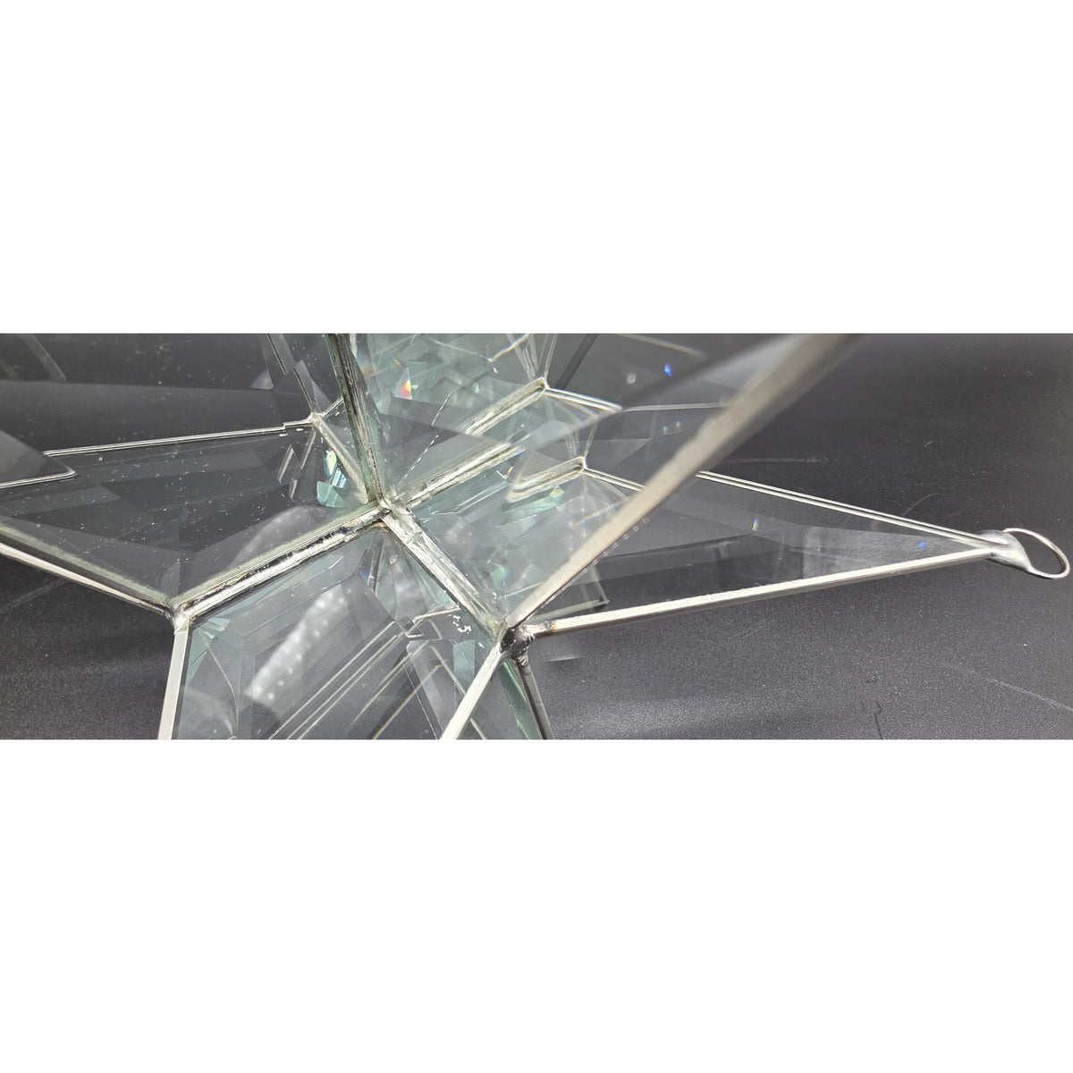 Vintage Artique Lexington Beveled Jade Glass 3D Moravian Star Suncatcher Boxed
