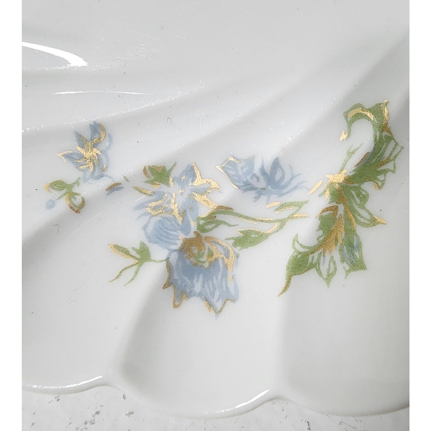 Haviland Limoges France 5" Porcelain Plate Blue Florals Gold Gilt Swirl Rim Vtg