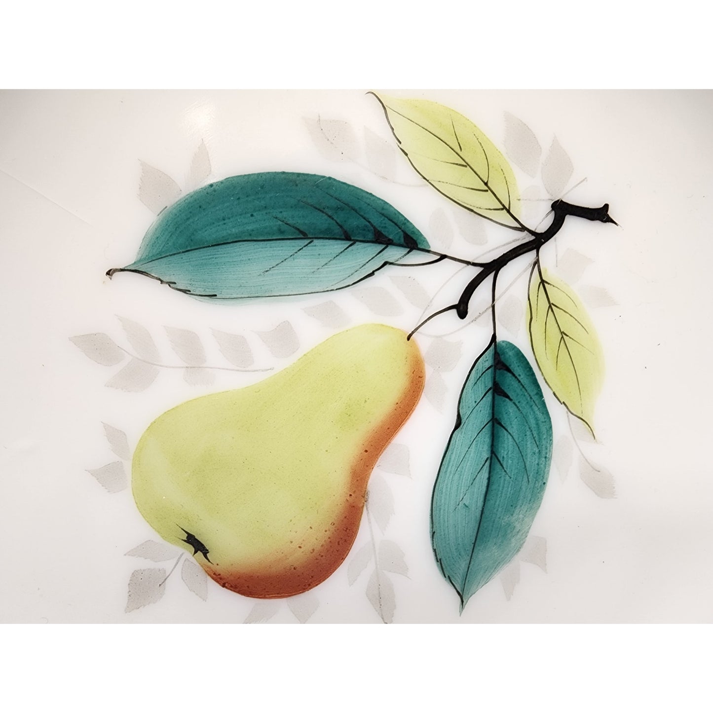 VTG Westmoreland Milk Glass Beaded Edge Fruit Plates 5 Set, Hand Painted, 7.5"