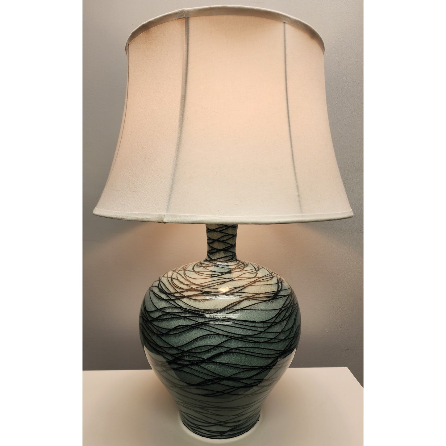 Pacific Coast Lighting Ceramic Wave Pattern Table Lamp 30" Aqua/Black/White