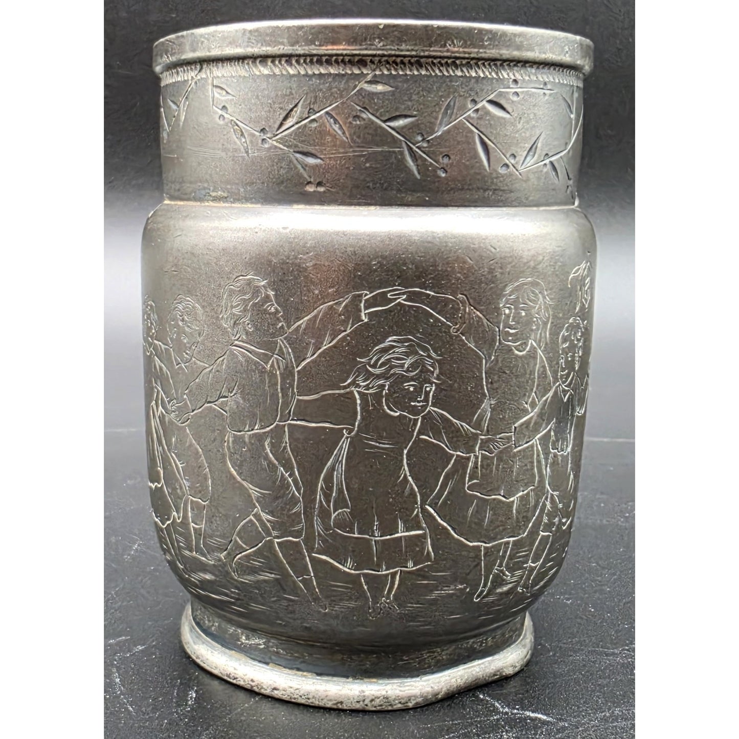 Antique Derby Silver Co Quadruple Plate Engraved Children Ring Dance Mug Cup 67