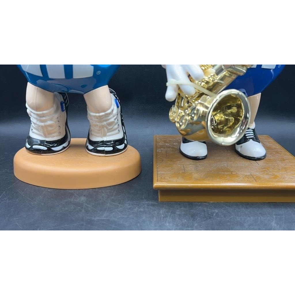 Vintage M&M’s Blue Candy Dispensers Lot – Basketball Player & Saxophone Musician