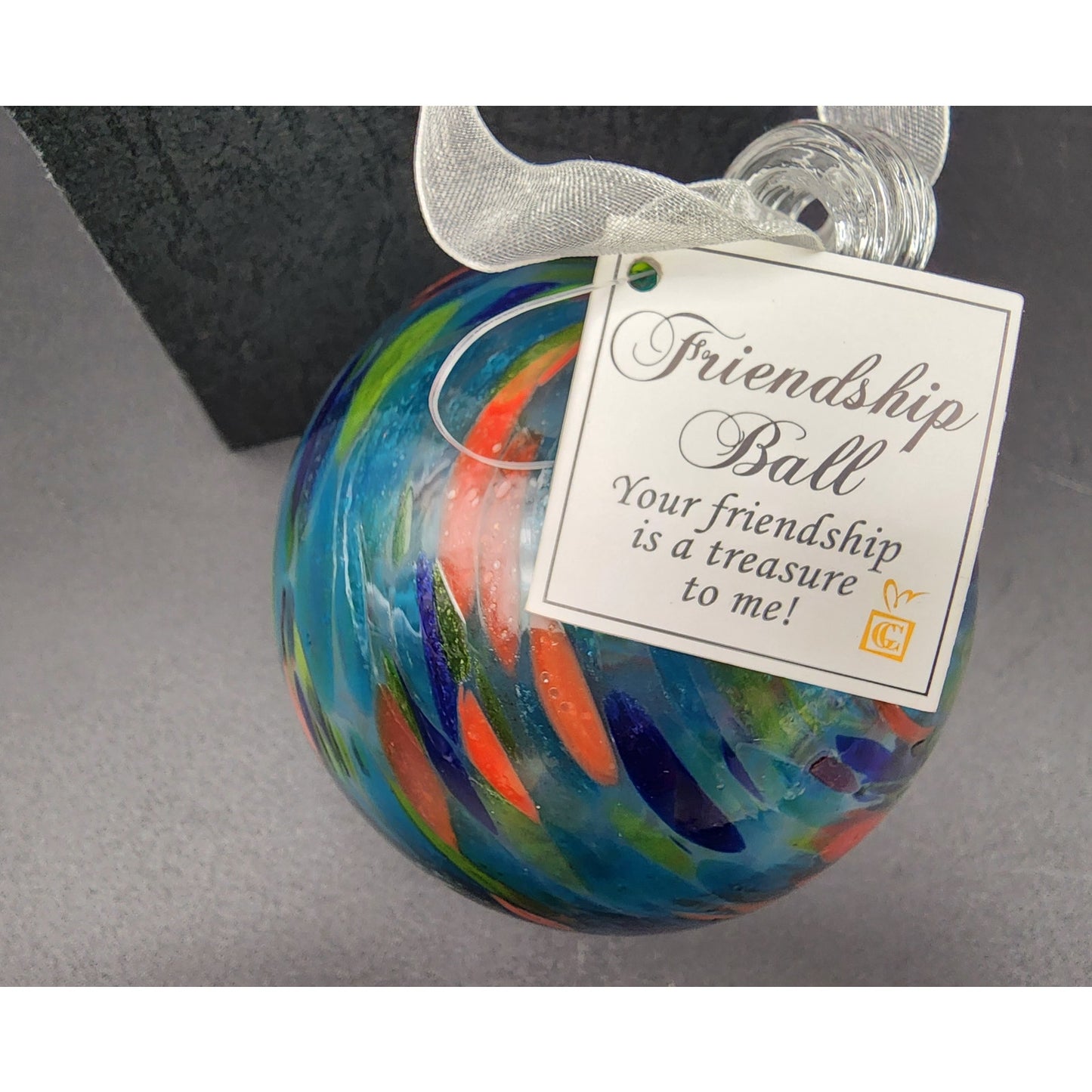 Vintage Giftcraft Friendship Balls Pair w/ Boxes – Handblown Art Glass 3.5"