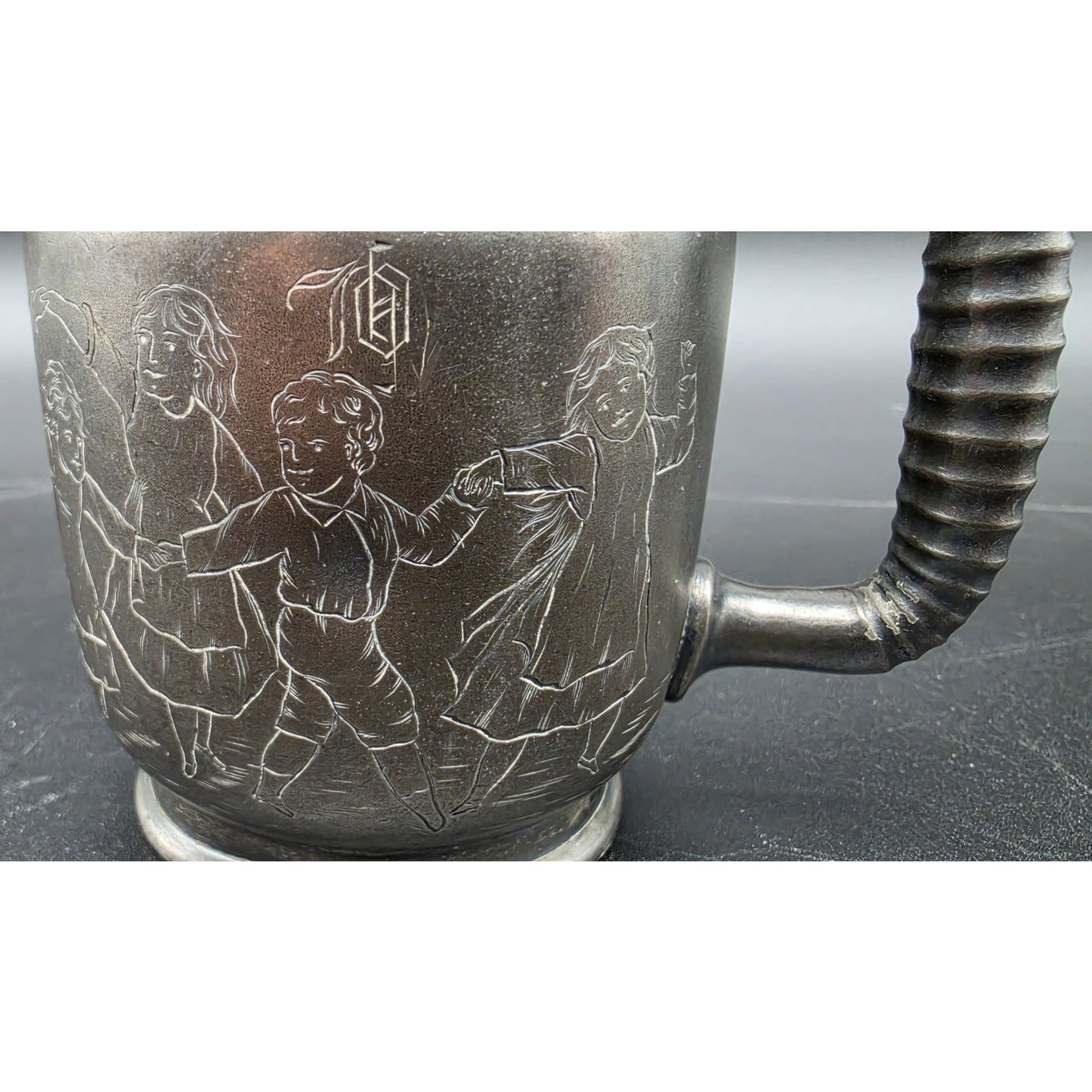 Antique Derby Silver Co Quadruple Plate Engraved Children Ring Dance Mug Cup 67